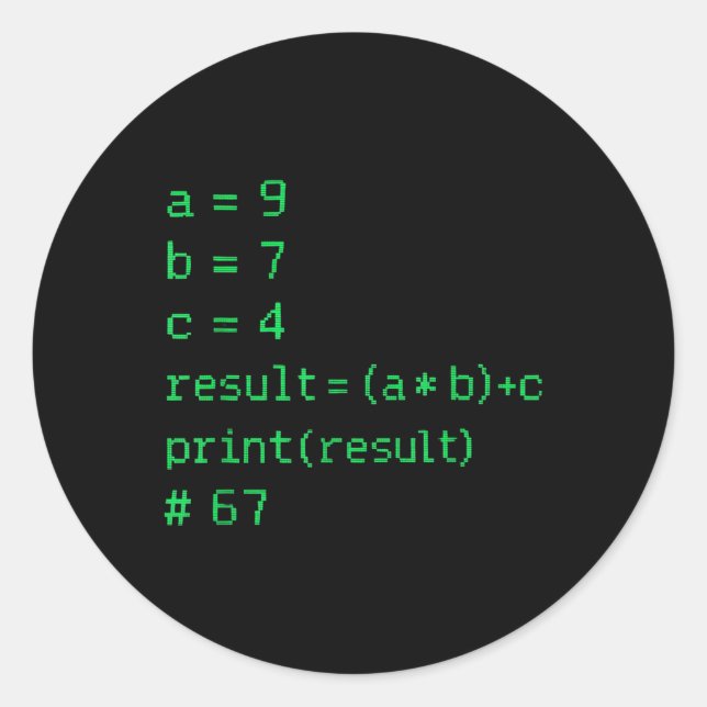Sticker Rond 67 Meme Code Python Résultat Humour Geek Six Sept  (Devant)