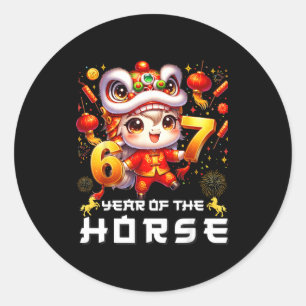 Sticker Rond 67 Meme Drôle Nouvel An Chinois 2026 Année Du Chev