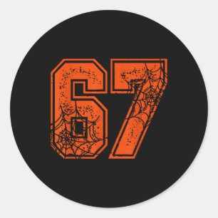 Sticker Rond 67 Meme Drôle Six Sept Génération Alpha Halloween 
