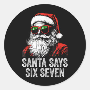 Sticker Rond 67 Meme Drôle Six Sept Noël 6-7 Meme Santa 6