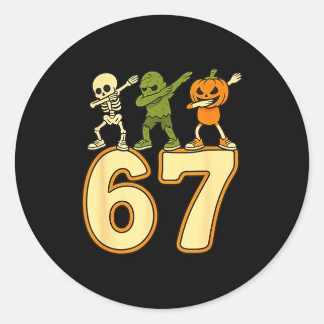 Sticker Rond 67 Meme Funny Halloween Numbers Six Seven Men Wome (Devant)