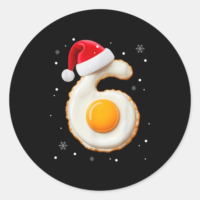 Sticker Rond 67 Meme Funny Number 6 Egg Bacon Matching Christma (Devant)