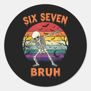 Sticker Rond 67 Meme Halloween Six Seven Nombres de squelette D