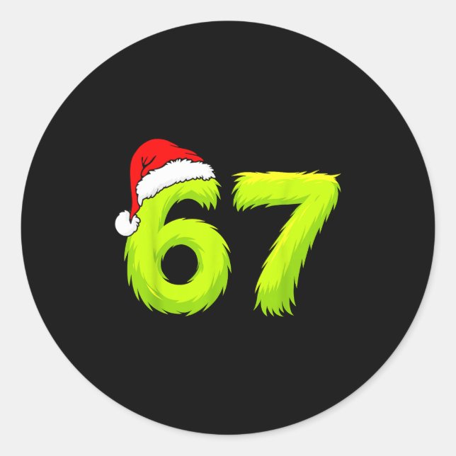 Sticker Rond 67 Meme Humor 6-7 Funny Six Seven Christmas  (Devant)