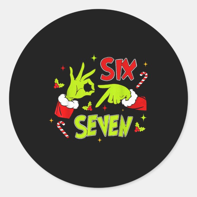 Sticker Rond 67 Meme Humour 6-7 Drôle Noël Six Sept Noël  (Devant)