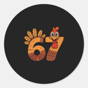 Sticker Rond 67 Meme Humour 6-7 Drôle Six Sept Action de Grâce