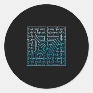 Sticker Rond 67 Meme Labyrinthe Caché Gen Z Alpha 6 7