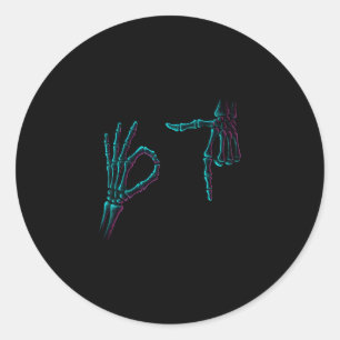 Sticker Rond 67 Meme Main de squelette 6 7 Halloween Six Sept A