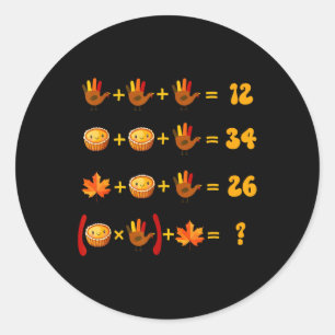 Sticker Rond 67 Meme Math énigme de logique de Thanksgiving