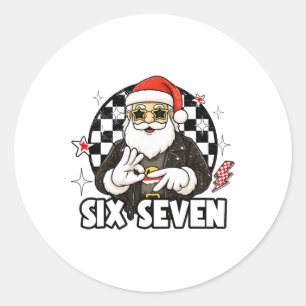 Sticker Rond 67 Meme Noël Six Sept Santa 6 7 Noël Hommes Femmes