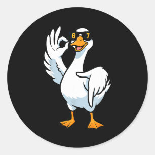 Sticker Rond 67 Meme Oie Ridicule 6 7 Drôle Six Sept 6-7 Gen Al