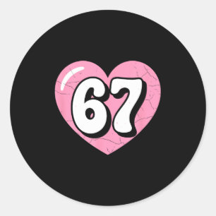 Sticker Rond 67 Meme Saint-Valentin Cœur Six Sept 6 7 6_7 6-7
