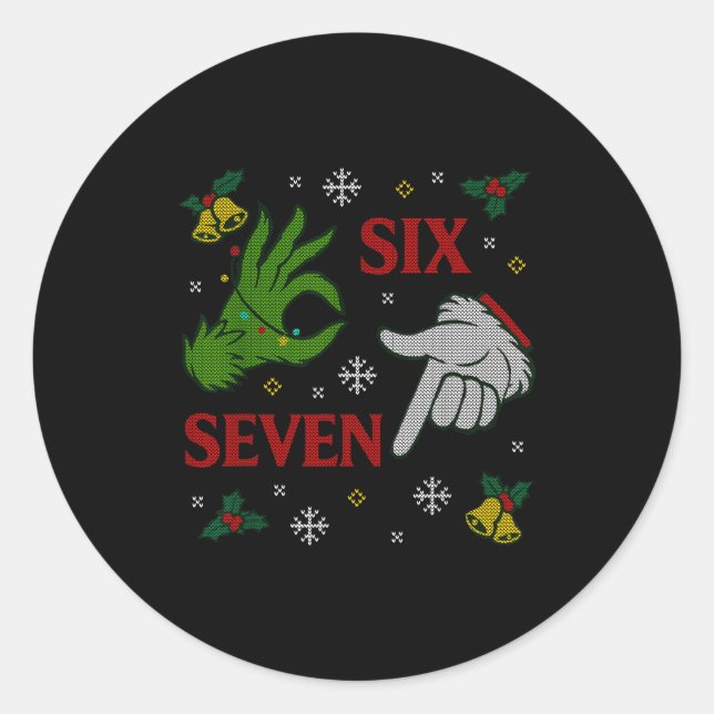 Sticker Rond 67 Meme Santa Hands Christmas Ugly Sweater Xmas Ce (Devant)