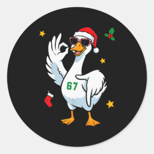 Sticker Rond 67 Meme Silly Goose 6 7 Drôle Six Sept Noël