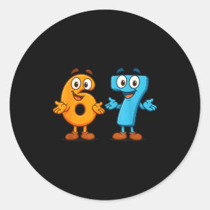 Sticker Rond 67 Mème Six Sept Enfants Blocs Numéro Professeur d