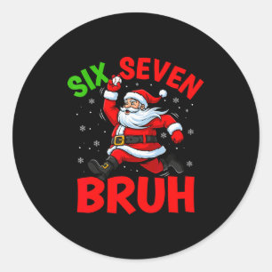 Sticker Rond 67 Meme Six Seven Bruh Santa Baseball Drôle Christ