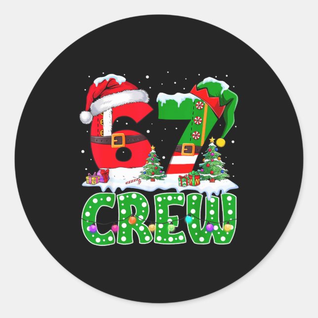 Sticker Rond 67 Meme Six Seven Christmas Crew Xmas Lights Famil (Devant)