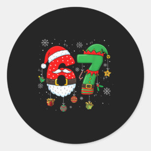 Sticker Rond 67 Noël 6 7 Mème Pyjama Fête Gen Alpha Sl