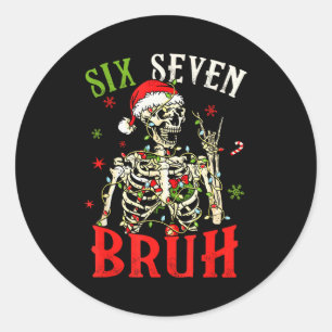 Sticker Rond 67 Noël Drôle Six Sept Bruh Meme Squelette Père No