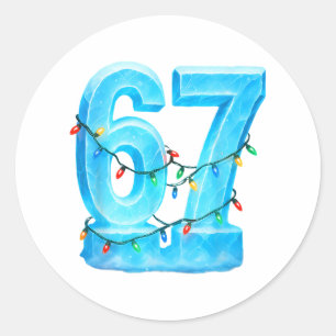 Sticker Rond 67 Noël Mème Glace Fête Pyjama 6 7