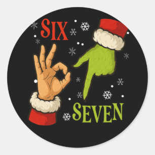 Sticker Rond 67 Noël Père Noël Vert 6 7 Mème Internet X