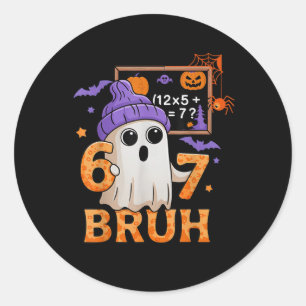 Sticker Rond 67 Prof Halloween Fantôme Six Sept Mème Math Équ
