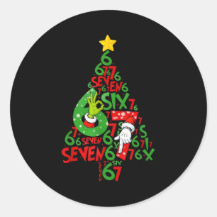 Sticker Rond 67 Sapin de Noël Xmas Vacances Six Sept Mème Cerve