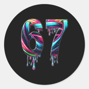 Sticker Rond 67 Six Seven 6 7 Création de Mème Drôle 6 7 
