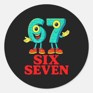 Sticker Rond 67 Six Seven 6-7 Drôle d'Italien Brainrot Amusant 