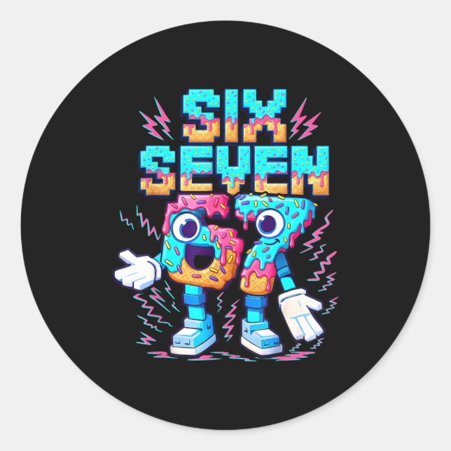 Sticker Rond 67 Six Seven 6-7 - Funny Italian Brainrot Ice Crea (Devant)