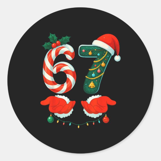 Sticker Rond 67 Six Seven 6 7 Meme E Couple Christmas Matching  (Devant)