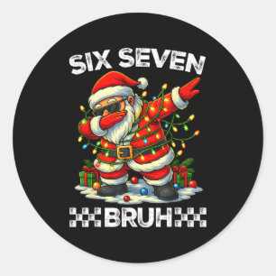 Sticker Rond 67 Six Seven Bruh Drôle de Noël Dabbing Santa 6 
