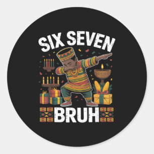 Sticker Rond 67 Six Seven Bruh Kwanzaa Dabbing 6 7 Mème Drôle C