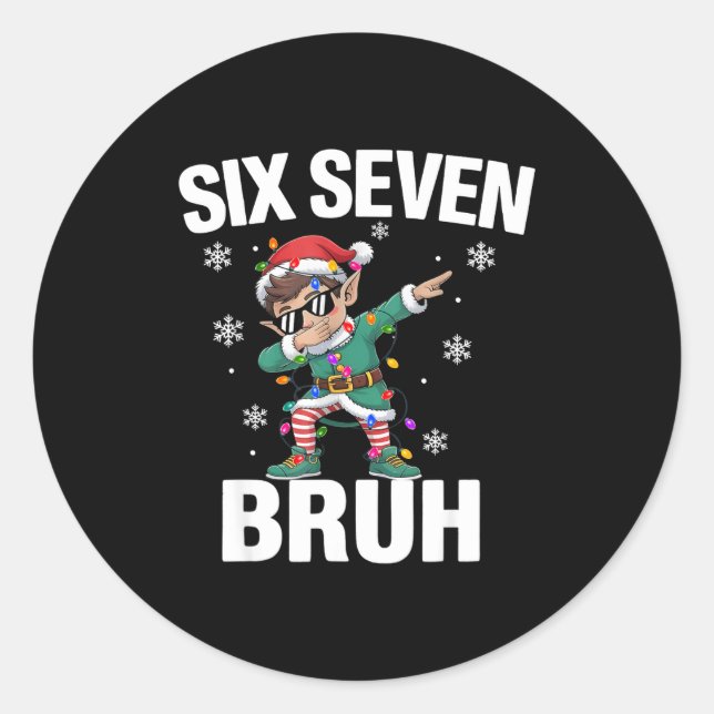 Sticker Rond 67 Six Seven Burh Funny Christmas 6 7 Meme Men Wom (Devant)