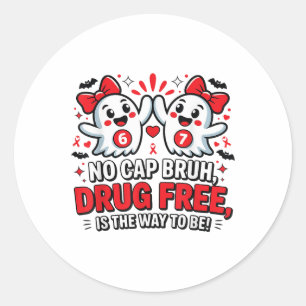 Sticker Rond 67 Six Seven Fantôme - Sans blague mec Sans drogue