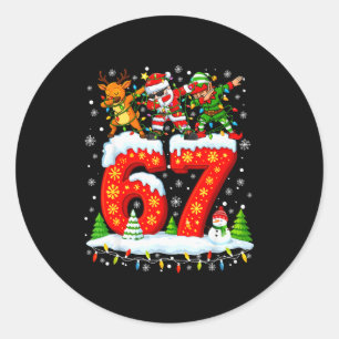 Sticker Rond 67 Six Seven Mème Génération Alpha Noël Santa Elfe
