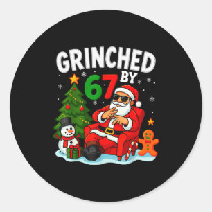 Sticker Rond 67 Six Seven Mème Noël Grinched Par 6-7 Gen Al