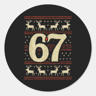 Sticker Rond 67 Sweat de Noël laid 6 7 Mème Six Sept Maçon