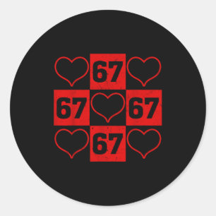 Sticker Rond 67 Xoxo Cœur Mignon Saint-Valentin 6 7 Six Sept M