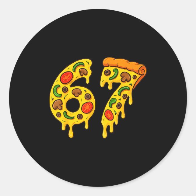 Sticker Rond 67 Zza Meme Funny Six Seven Gen Alpha Slang Kids D (Devant)