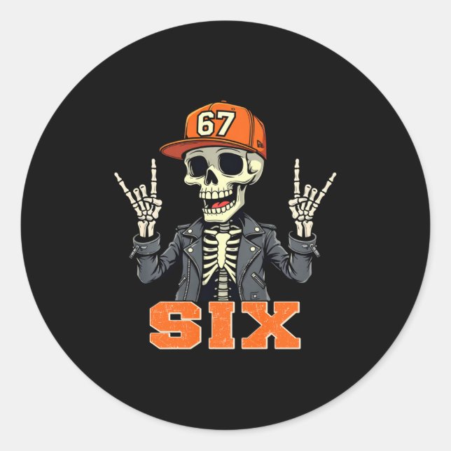 Sticker Rond 67endy Skeleton – 67 Six Seven Halloween 6 Long Sl (Devant)