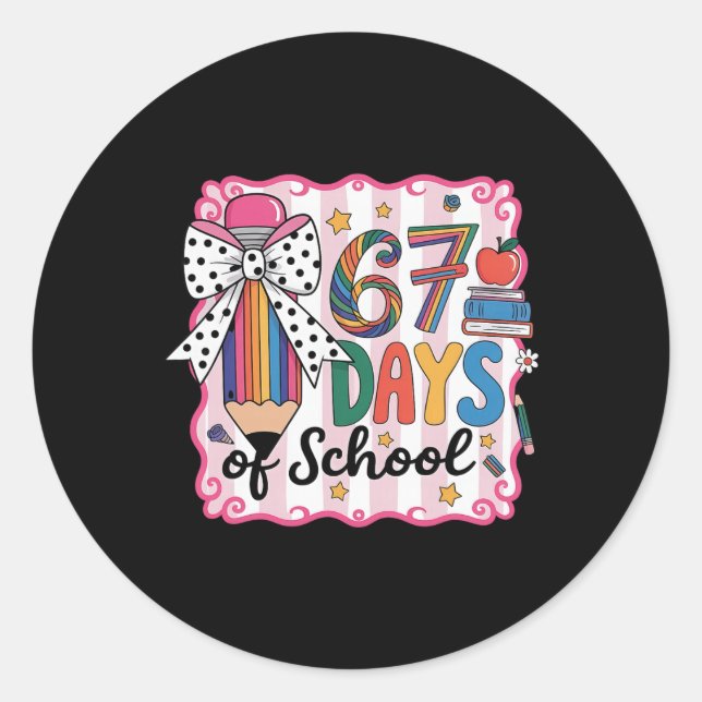 Sticker Rond 67th Day Of School 67 Six Seven Math Teacher  (Devant)