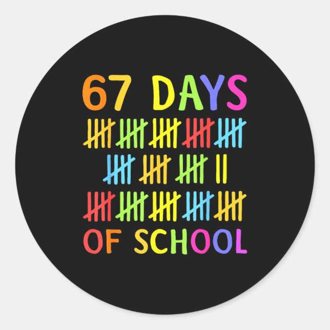 Sticker Rond 67th Day Of School Teacher Kids 67 Math Numbers 10 (Devant)