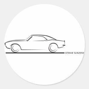 Sticker Rond 68 Camaro Hard Top BLK