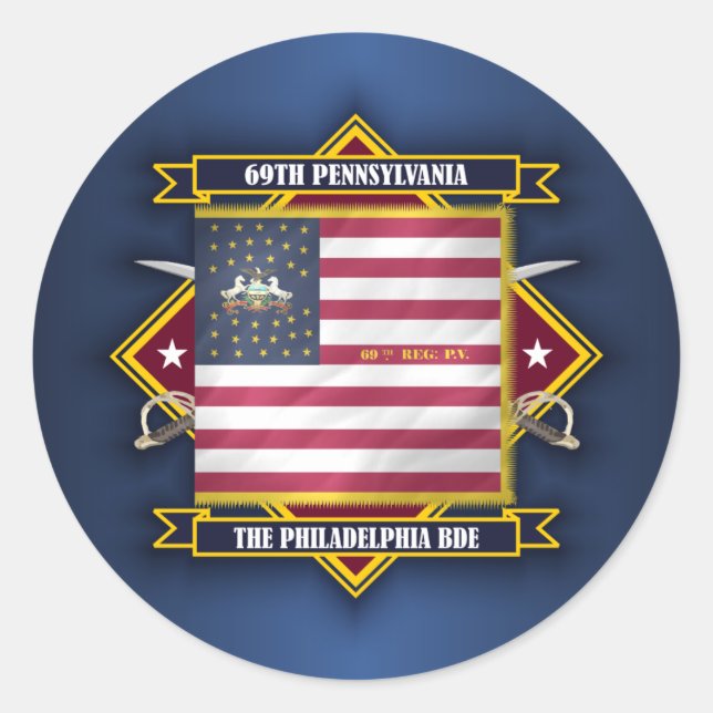 Sticker Rond 69e infanterie de Pennsylvanie (Devant)