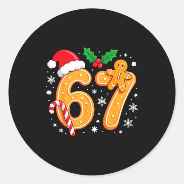 Sticker Rond 6 7 Meme Christmas 67 Six Seven Cookies Gingerbrea (Devant)