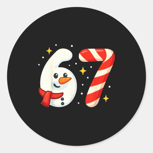 Sticker Rond 6 7 Meme Christmas Shirt 67 Six Seven Snowman Boy  (Devant)