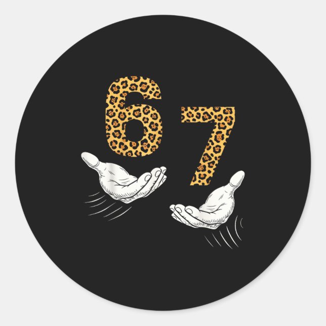 Sticker Rond 6-7 Meme Leopard Cheetah Cool Six-seven Funny  (Devant)