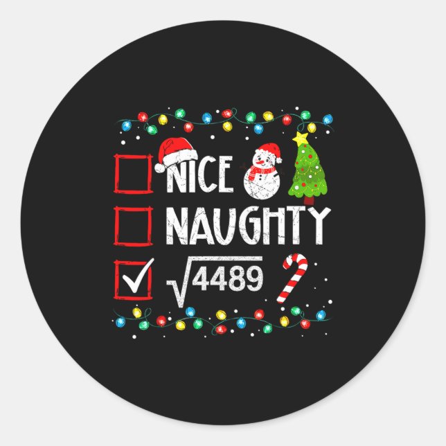 Sticker Rond 6 7 Meme Nice Naughty 67 Christmas Brain Rot Funny (Devant)