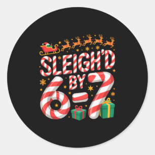 Sticker Rond 6-7 Noël Pull Ugly Christmas Six Seven Xmas 67 Mem
